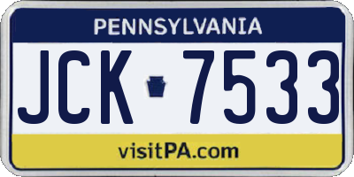 PA license plate JCK7533