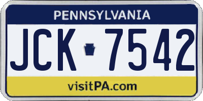 PA license plate JCK7542