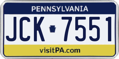 PA license plate JCK7551