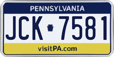 PA license plate JCK7581