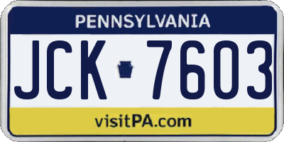 PA license plate JCK7603