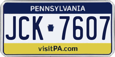 PA license plate JCK7607