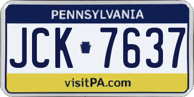 PA license plate JCK7637