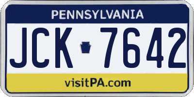 PA license plate JCK7642