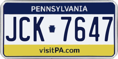 PA license plate JCK7647