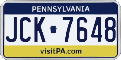 PA license plate JCK7648