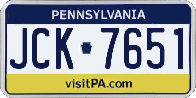 PA license plate JCK7651
