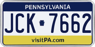 PA license plate JCK7662
