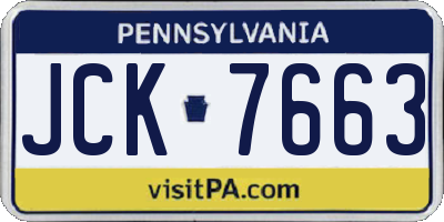 PA license plate JCK7663