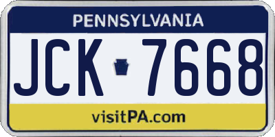 PA license plate JCK7668