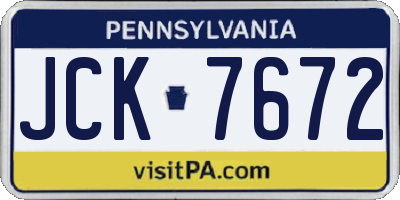 PA license plate JCK7672