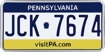 PA license plate JCK7674