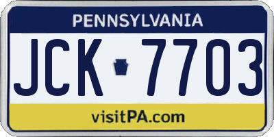 PA license plate JCK7703