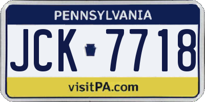 PA license plate JCK7718