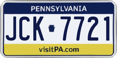 PA license plate JCK7721