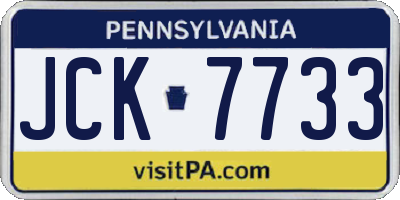 PA license plate JCK7733