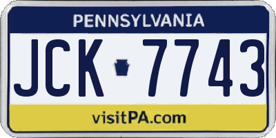 PA license plate JCK7743