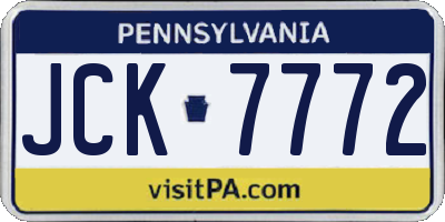 PA license plate JCK7772