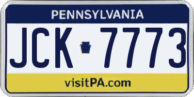 PA license plate JCK7773