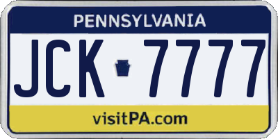 PA license plate JCK7777