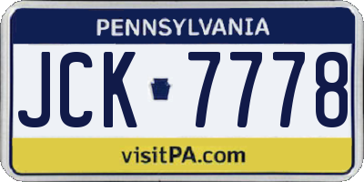 PA license plate JCK7778