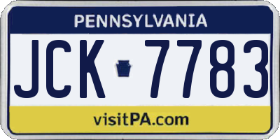 PA license plate JCK7783