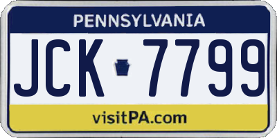 PA license plate JCK7799
