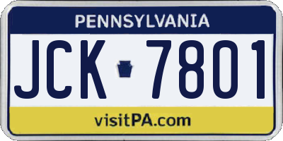 PA license plate JCK7801
