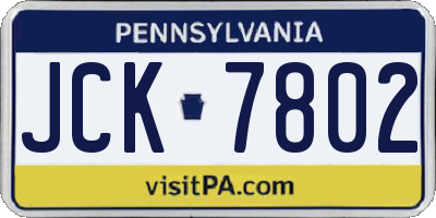PA license plate JCK7802