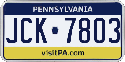 PA license plate JCK7803