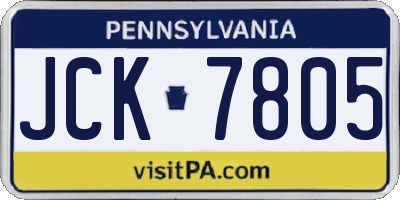 PA license plate JCK7805