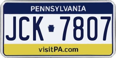 PA license plate JCK7807