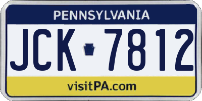 PA license plate JCK7812