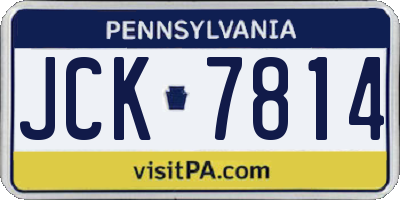 PA license plate JCK7814