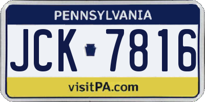 PA license plate JCK7816