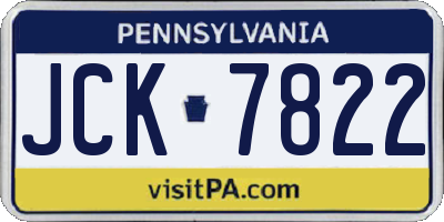 PA license plate JCK7822