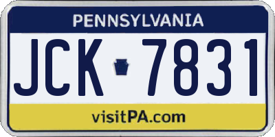 PA license plate JCK7831