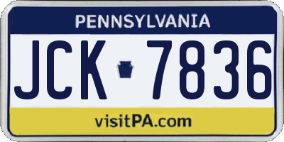 PA license plate JCK7836