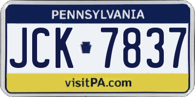 PA license plate JCK7837