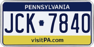 PA license plate JCK7840