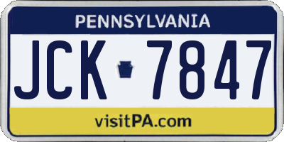 PA license plate JCK7847