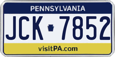 PA license plate JCK7852