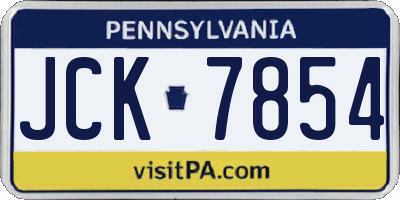 PA license plate JCK7854