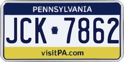 PA license plate JCK7862