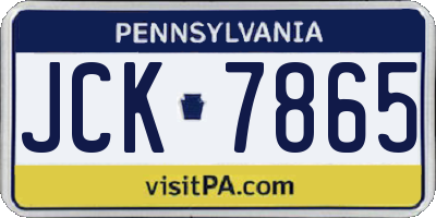 PA license plate JCK7865