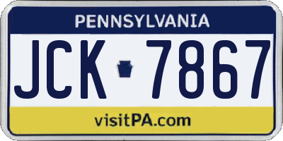 PA license plate JCK7867