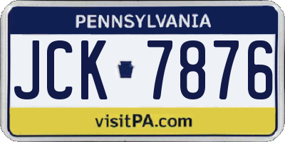 PA license plate JCK7876