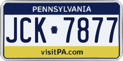 PA license plate JCK7877