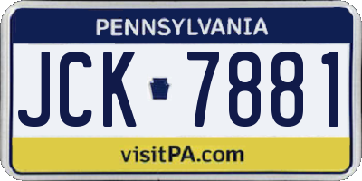 PA license plate JCK7881