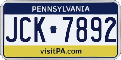 PA license plate JCK7892